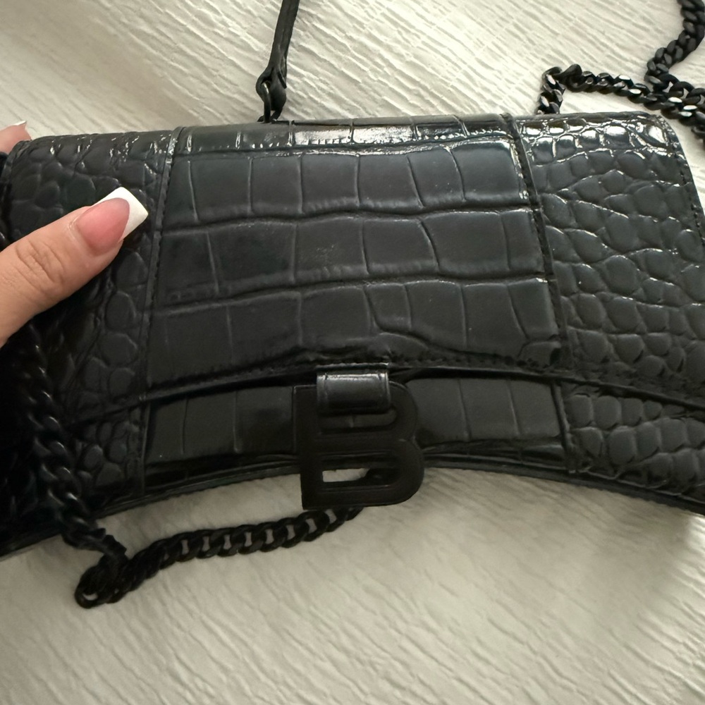 Balenciaga Black Croc-Embossed Women's Bag